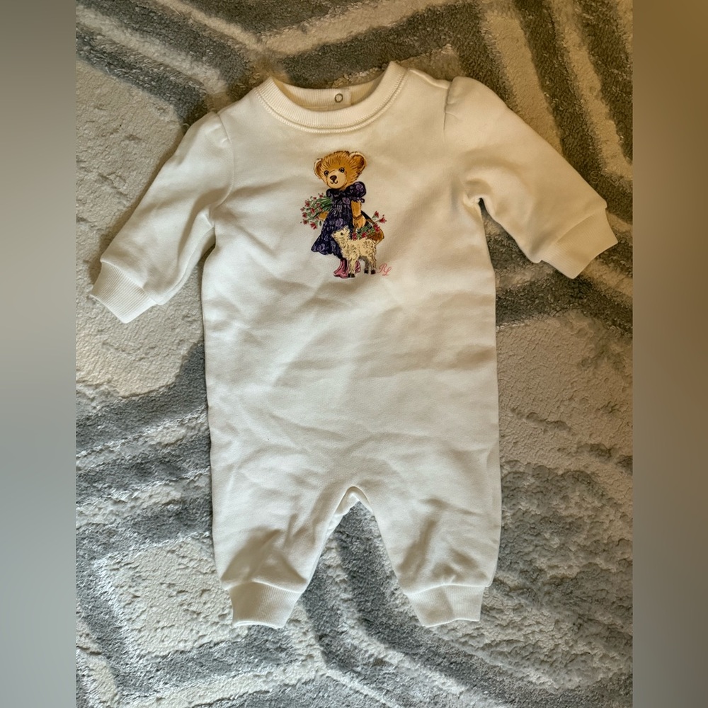Ralph Lauren Cream Footies with Bear Design